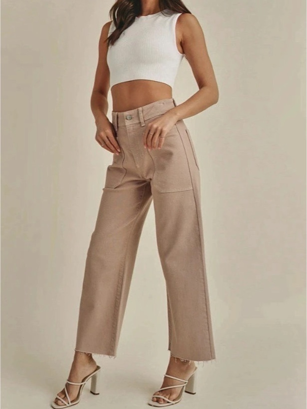 Just Black Denim The Patch Pocket Wide Leg Pink Wide Leg Pants